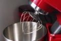Metal whisk, red planetary mixer
