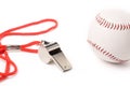 Metal Whistle and Baseball Royalty Free Stock Photo