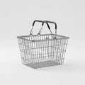 Metal wire shopping basket with a rectangular shape, featuring a grid pattern and two Royalty Free Stock Photo