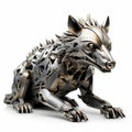 Metal Wolf Sculpture: High Detailed, Unique Design With Steel Parts