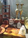 Metal and wooden antique showpieces