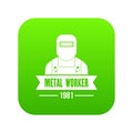 Metal worker icon green vector