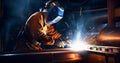 Metal worker protection welder welding safety industrial steel manufacturing factory Royalty Free Stock Photo