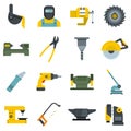 Metal working icons set vector flat