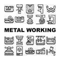 Metal Working Industry Collection Icons Set Vector