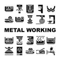 Metal Working Industry Collection Icons Set Vector Royalty Free Stock Photo