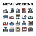 Metal Working Machine Collection Icons Set Vector Royalty Free Stock Photo