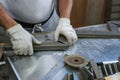 Metal works in the workshop close up.