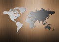 Metal world map on the metal background Royalty Free Stock Photo