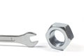 Metal Wrench And Nut Isolated On White Background Royalty Free Stock Photo