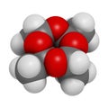 Metaldehyde pesticide molecule. Used against slugs and snails and as solid camping fuel