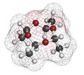 Metaldehyde pesticide molecule. Used against slugs and snails and as solid camping fuel