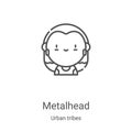 metalhead icon vector from urban tribes collection. Thin line metalhead outline icon vector illustration. Linear symbol for use on Royalty Free Stock Photo