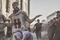 Metalhead runs under the stage, Hellfest festival, Clisson, France.