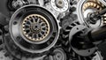 Metalic Gears Set 3d render Royalty Free Stock Photo