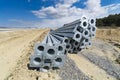 Metalic pipes on construction site Royalty Free Stock Photo