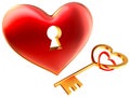 Metalic red heart with keyhole as symbol of love