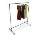 Metall Clothing Display Rack with Dresses on white. 3D illustration