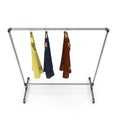 Metall Clothing Display Rack with Dresses on white. 3D illustration