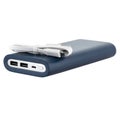 Metall external flash Hdd drive 2.5 or 3.5 inch. Blue color with usb cable Royalty Free Stock Photo