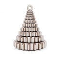 Metall fir tree from machine gear on white background.