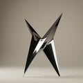 A metallic abstract sculpture with sharp, angular edges and a geometric design. It Royalty Free Stock Photo