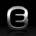 Metallic alphabet of letter E. Typography silver font. Volumetric alphabet design. Night show alphabet. 3d Rendering isolated on