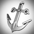 Metallic anchor on gray background