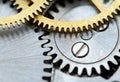 Metallic Background with metal cogwheels clockwork. Macro Royalty Free Stock Photo