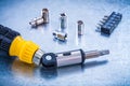 Metallic background with screwdriver steel Royalty Free Stock Photo