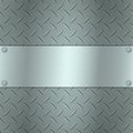 Metallic background with tread plate texture and steel textured plate for your text.