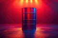 Metallic Barrel in a Red and Blue Neon Light Setting Royalty Free Stock Photo
