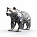 Metallic Bear 3d Model: Grey And White Geometric Design Royalty Free Stock Photo