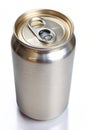 Metallic Beverage Can with Gold Rim and Silver Pull Tab on White soda drink Royalty Free Stock Photo