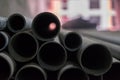 Metallic black tube closeup