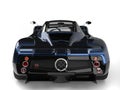 Metallic blue awesome luxury super sports car - back closeup shot