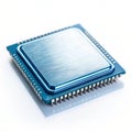 Metallic Blue CPU Chip Icon isolated on white background Royalty Free Stock Photo