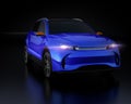 Metallic blue Electric SUV concept car on the ground Royalty Free Stock Photo