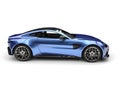 Metallic blue modern sports car - side view Royalty Free Stock Photo