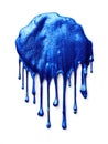 Metallic blue paint drips against a stark white background, creating a dynamic and artistic visual. Royalty Free Stock Photo