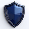 Metallic Blue Shield with Silver Rivets on White Background Emblem Armor Royalty Free Stock Photo