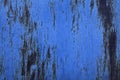 Metallic blue wall, texture, background. Rusty, blue surface with residues and stains of old paint Royalty Free Stock Photo