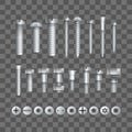 Metallic bolts and screws isolated set Royalty Free Stock Photo