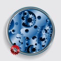Metallic border with blue cogs and a red one Royalty Free Stock Photo