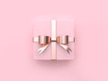 Metallic bow-ribbon pink square gift box valentine concept 3d render