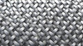 A metallic braided surface in black and white