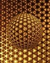 similar but different mosaic tiles in metallic gold and bronze coloured grid 3D design and pattern Royalty Free Stock Photo