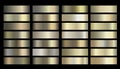 Metallic, bronze, gold, silver, chrome, copper metal foil texture gradient template Vector swatch set Royalty Free Stock Photo