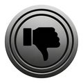 Metallic Button with Thumbs Down Icon on a White Background dislike negative Royalty Free Stock Photo