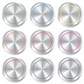 Metallic buttons template set. Realistic icons. Royalty Free Stock Photo